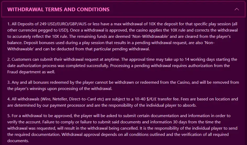 Candyland official withdrawal or banking screen showing current payout information